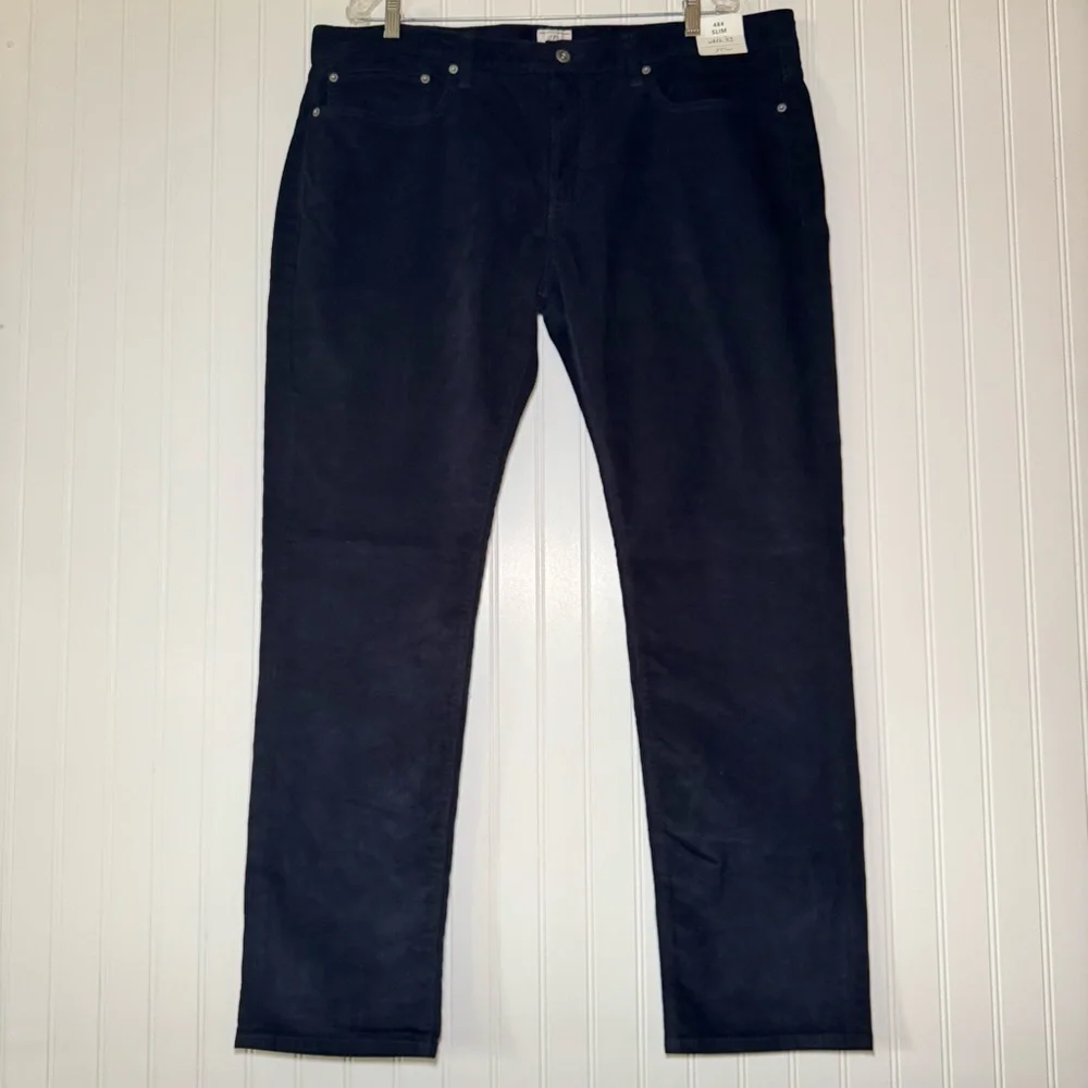 J. Crew 484 Slim Corduroy Pants Men's‎ Size W40 X L32 Blue Zip Closure Pockets